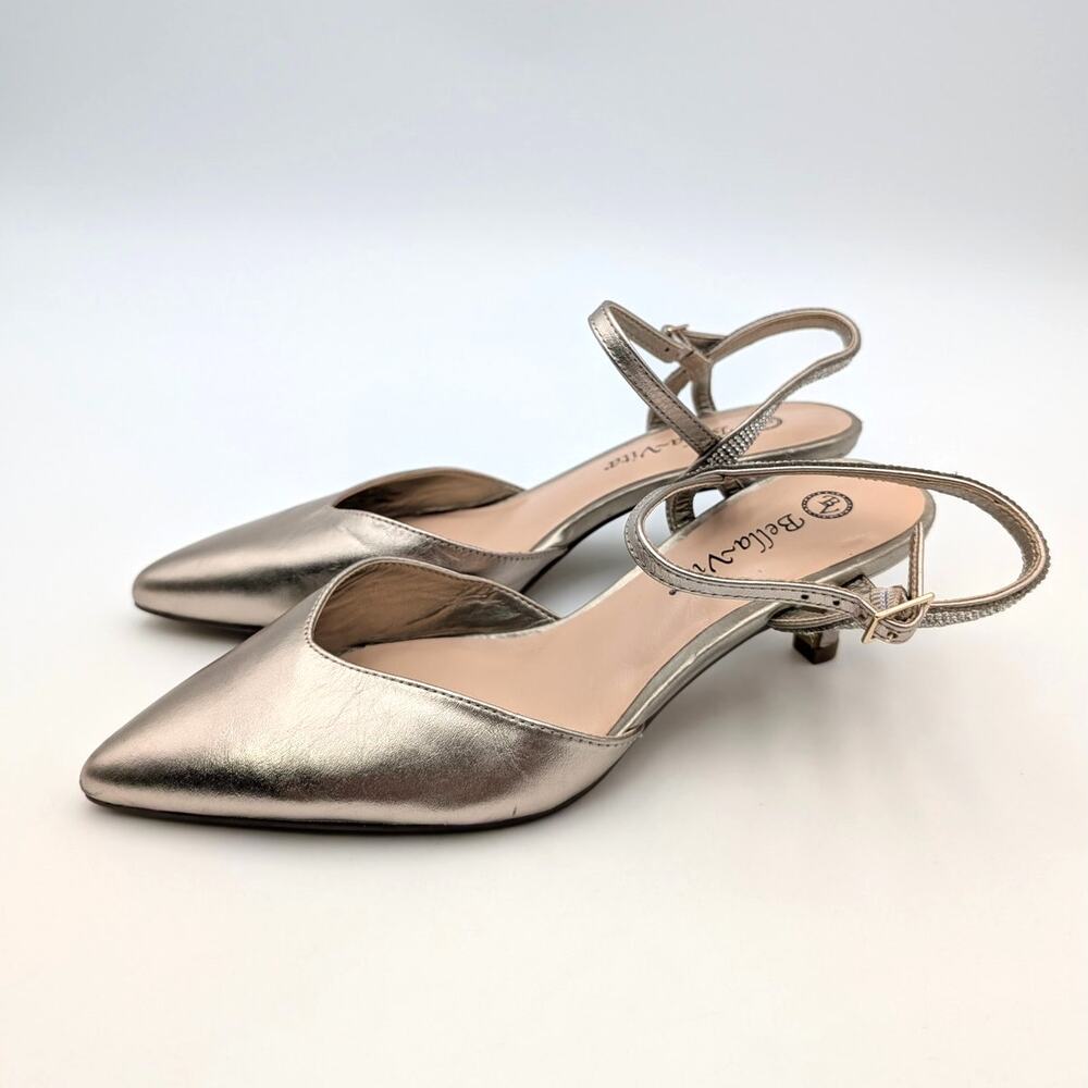 Bella Vita Katriana Kitten Heel Pump Women's Champagne Leather Sz US6.5W EU36.5